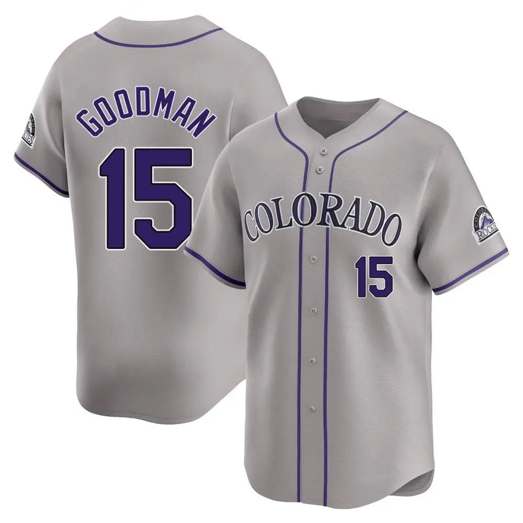 Cooneas C.Rockies #15 Hunter Goodman Player Gray Limited Home Stitched Jerseys