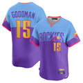 Cooneas C.Rockies #15 Hunter Goodman Player Purple-Light Blue City Connect Limited Home T-shirt Stitched Jerseys