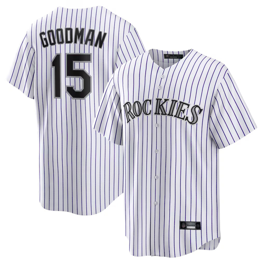 Cooneas C.Rockies #15 Hunter Goodman Player White Game Home Stitched Jerseys