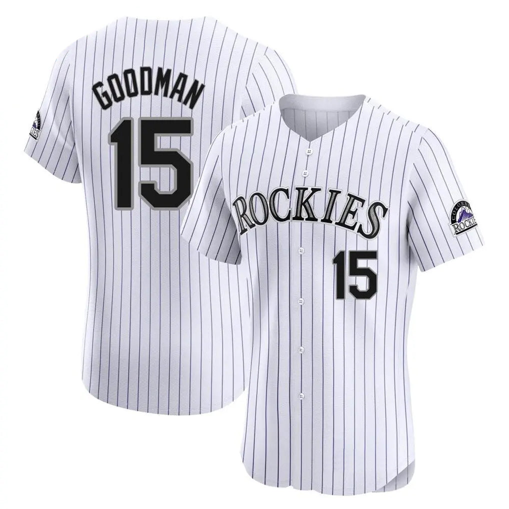 Cooneas C.Rockies #15 Hunter Goodman Player White Limited Elite Home Stitched Jerseys