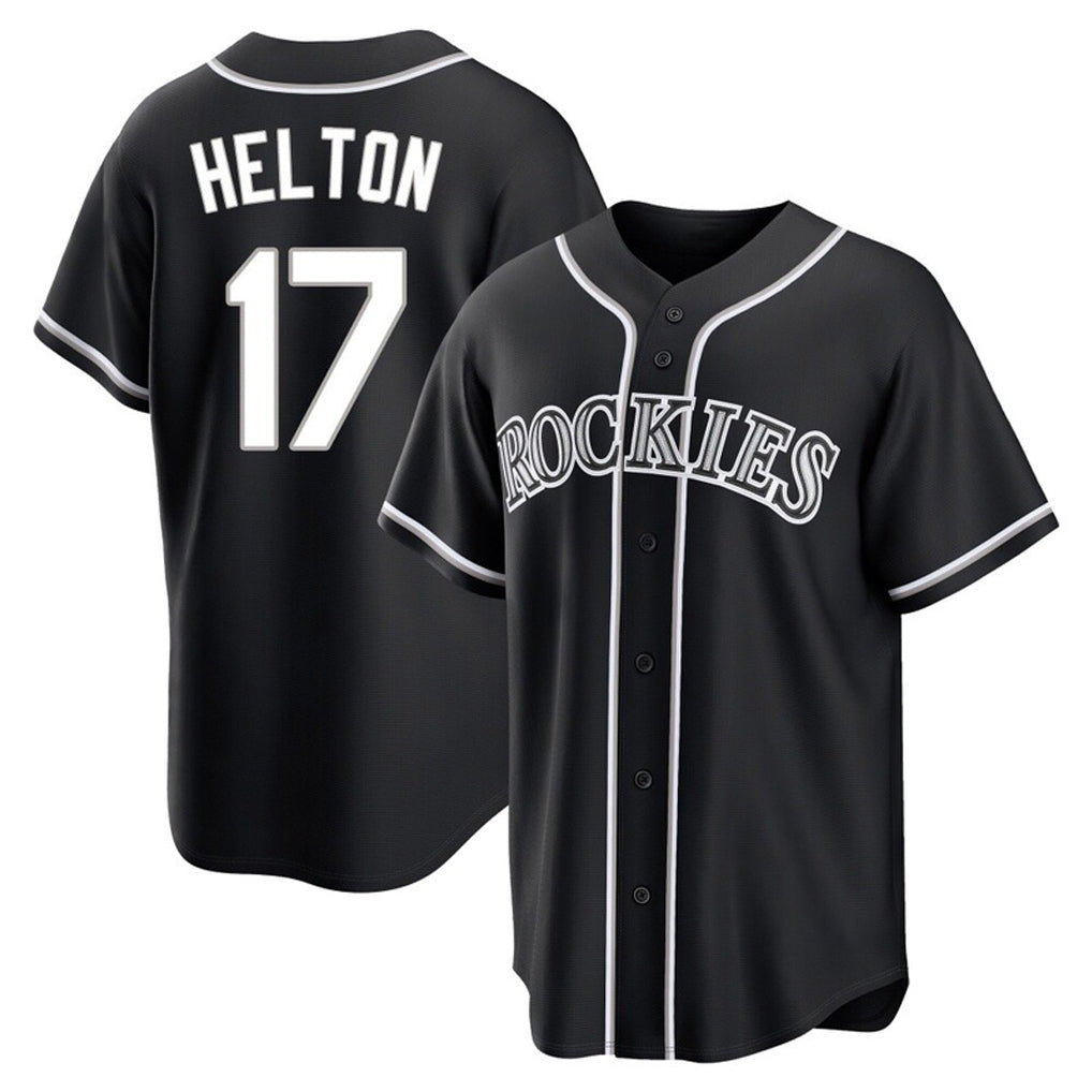 Cooneas C.Rockies #17 Todd Helton Player Black Fashion Out Home Game Stitched Jerseys