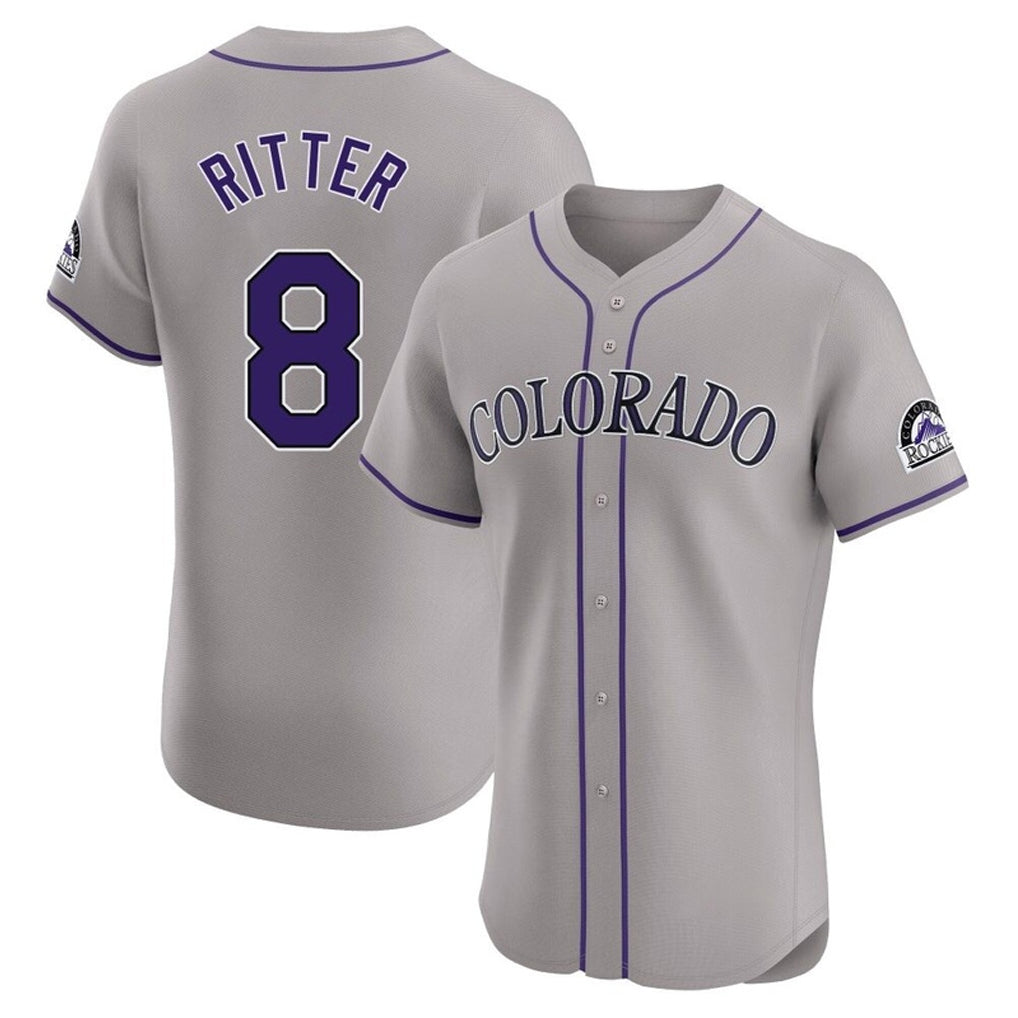 Cooneas C.Rockies #8 Ryan Ritter Player Gray Limited Elite Home Stitched Jerseys