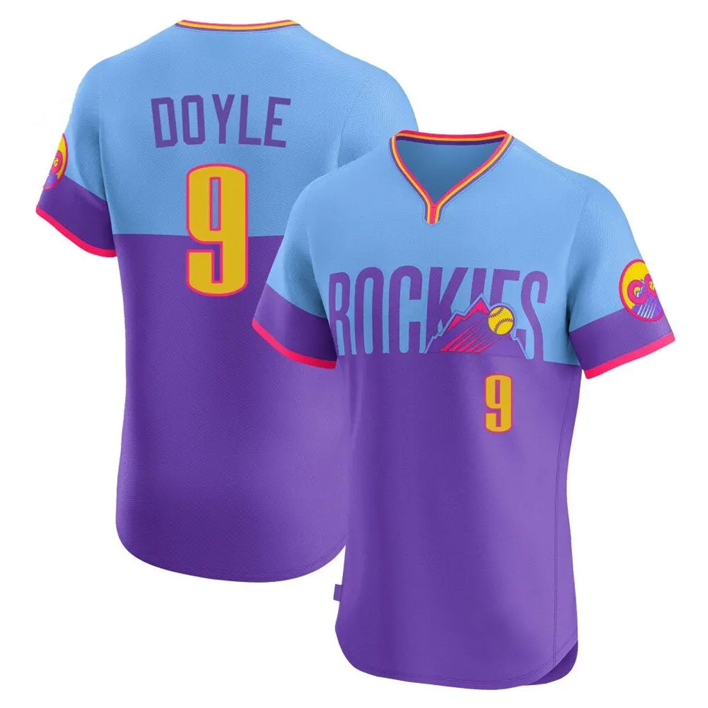 Cooneas C.Rockies #9 Brenton Doyle Player Purple-Light Blue City Connect Limited Elite Home T-shirt Stitched Jerseys