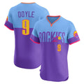 Cooneas C.Rockies #9 Brenton Doyle Player Purple-Light Blue City Connect Limited Elite Home T-shirt Stitched Jerseys
