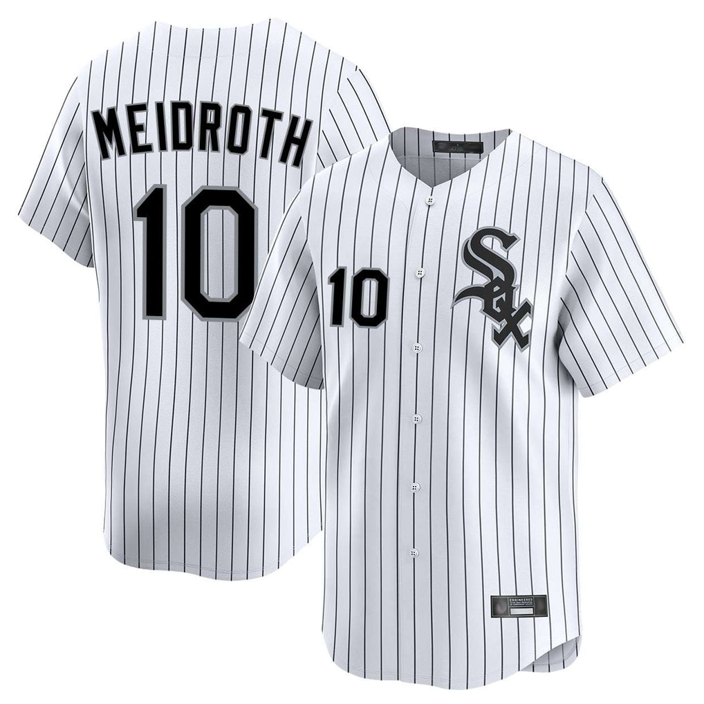 Cooneas C.White Sox #10 Chase Meidroth Player White Stripe Limited Home Stitched Jerseys