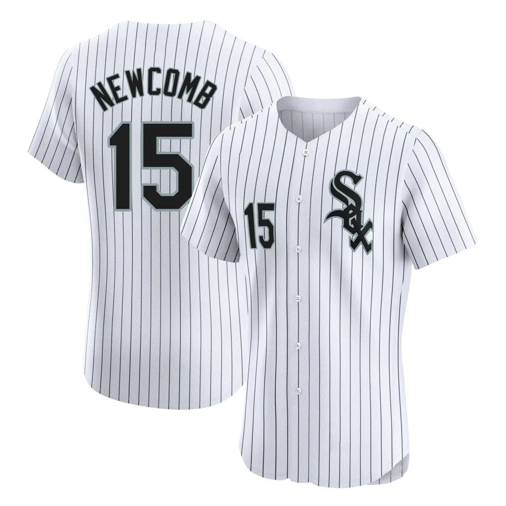 Cooneas C.White Sox #15 Sean Newcomb Player White Stripe Limited Elite Home Stitched Jerseys