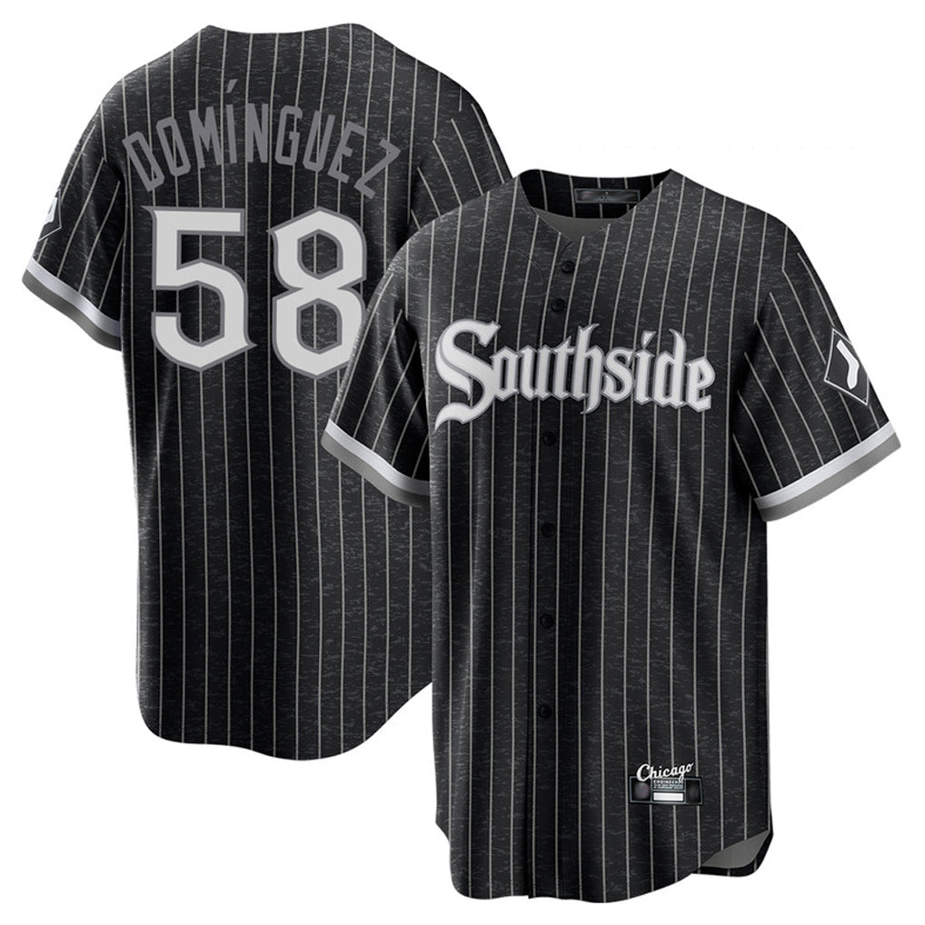 Cooneas C.White Sox #58 Seranthony Dom¡§anguez Player Black City Connect Home Game Stitched Jerseys