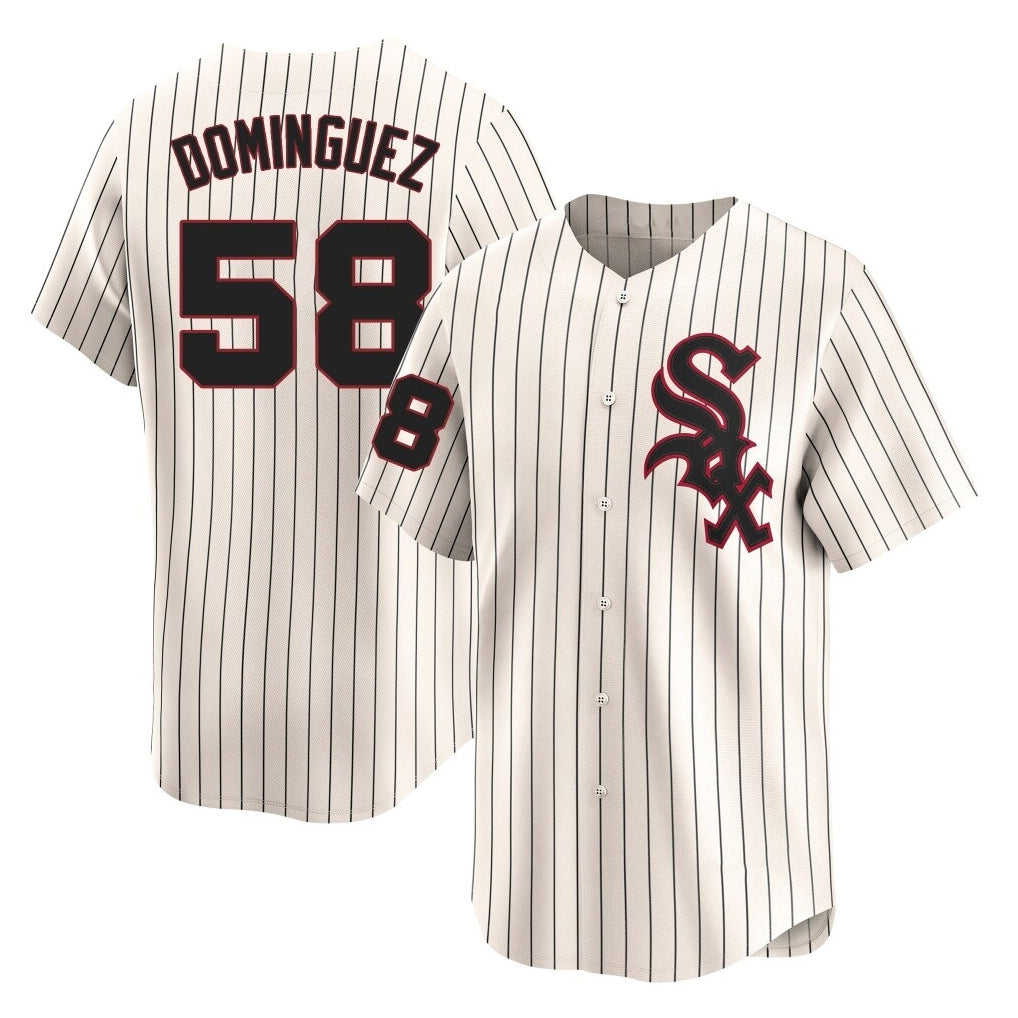 Cooneas C.White Sox #58 Seranthony Dom¡§anguez Player Cream Cooperstown Collection Limited Home Stitched Jerseys