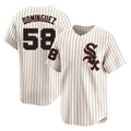 Cooneas C.White Sox #58 Seranthony Dom¡§anguez Player Cream Cooperstown Collection Limited Home Stitched Jerseys