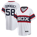 Cooneas C.White Sox #58 Seranthony Dom¡§anguez Player White T-shirt Home Game Stitched Jerseys