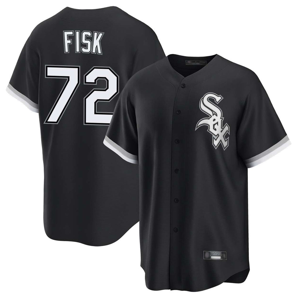 Cooneas C.White Sox #72 Carlton Fisk Player Black Home Game Stitched Jerseys