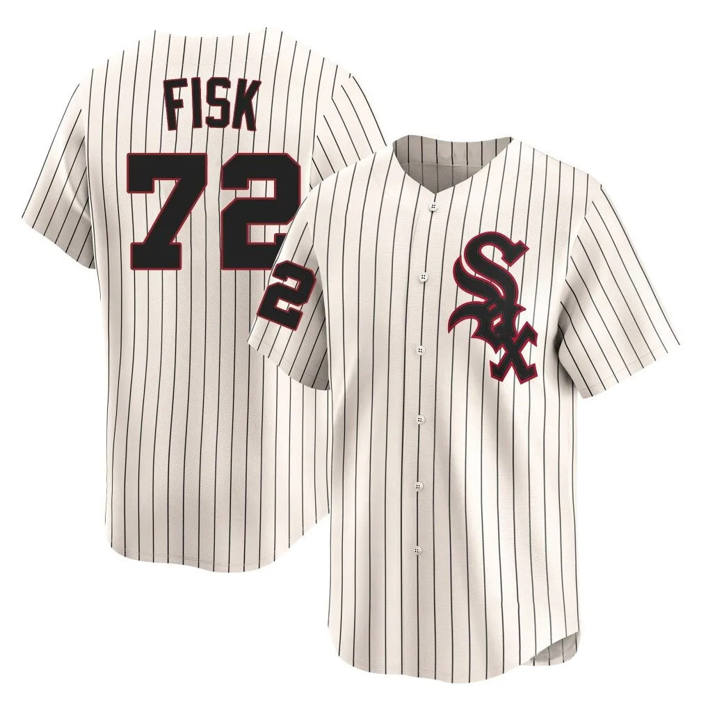 Cooneas C.White Sox #72 Carlton Fisk Player Cream Cooperstown Collection Limited Home Stitched Jerseys