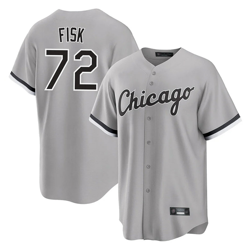 Cooneas C.White Sox #72 Carlton Fisk Player Gray Home Game Stitched Jerseys