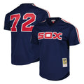 Cooneas C.White Sox #72 Carlton Fisk Player Navy Mitchell & Ness Cooperstown Collection Mesh Game Stitched Jerseys