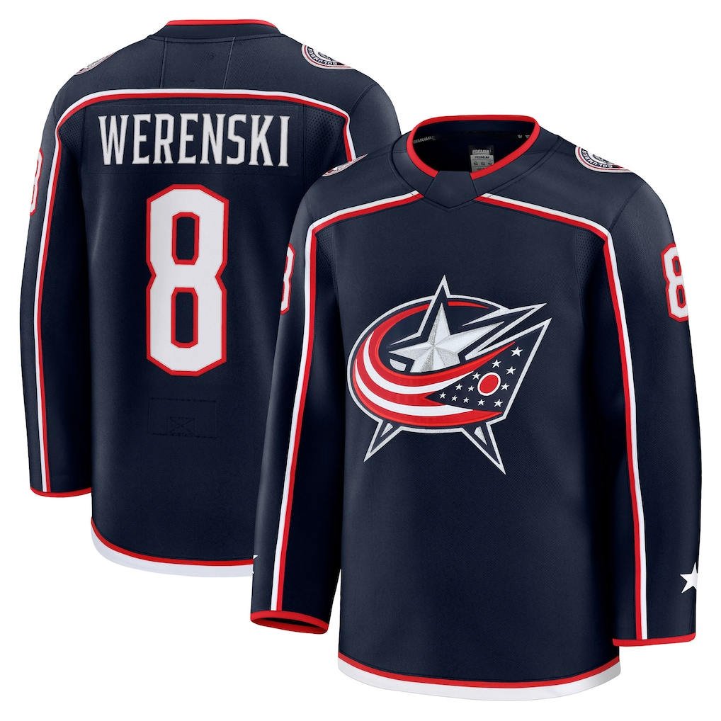 Cooneas CB.Jackets #8 Zach Werenski Navy Home Premium Jersey