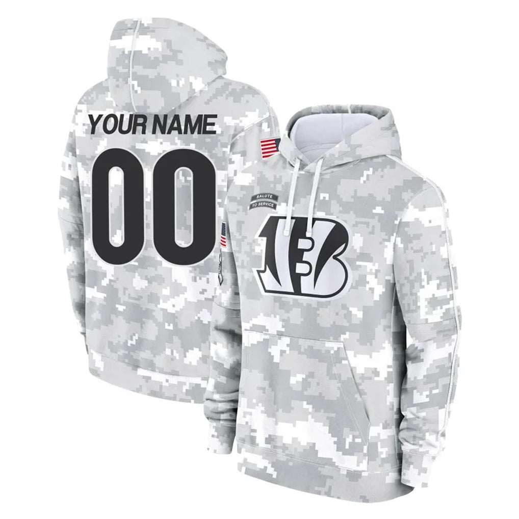 Cooneas Custom C.Bengals Arctic Camo Salute to Service Pullover Hoodie Limited Any Name & Numbers Stitched Jerseys