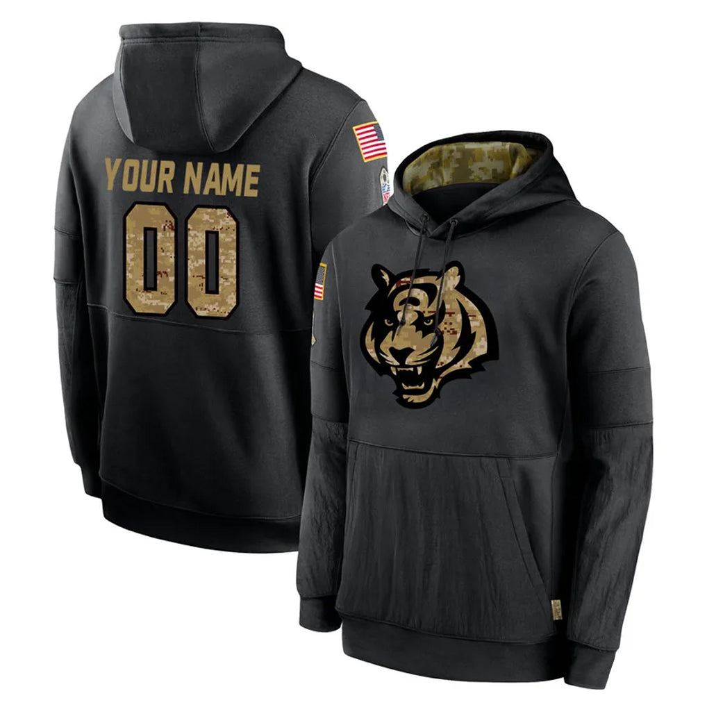Cooneas Custom C.Bengals Black Salute to Service Pullover Hoodies Any Name & Numbers Stitched Jerseys