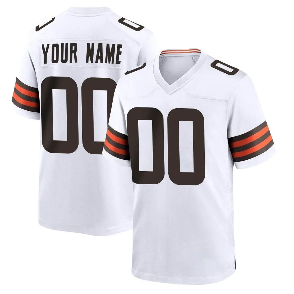 Cooneas Custom C.Browns White Home Game Any Name & Numbers Stitched Jerseys