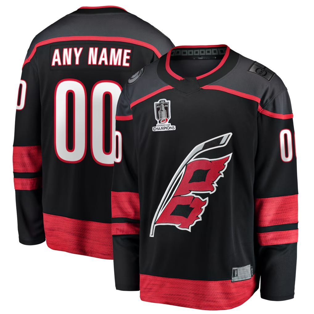 Cooneas Custom C.Hurricanes Black 2026 Stanley Cup Champions Home Breakaway Custom Stitched Jerseys