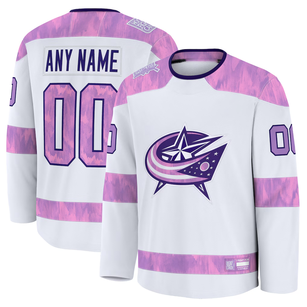 Cooneas Custom CB.Jackets White 2024 Hockey Fights Cancer Practice Jersey