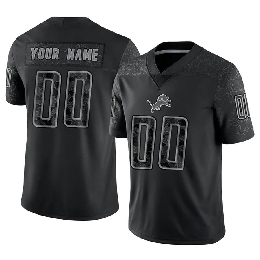 Cooneas Custom D.Lions Black RFLCTV Limited Stitched Jerseys