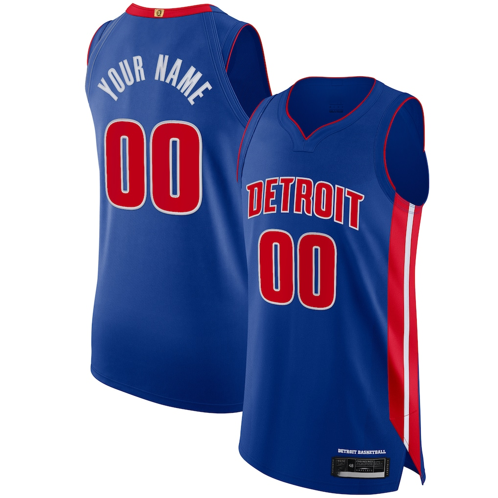 Cooneas Custom D.Pistons Blue Authentic Jerseys - Icon Edition