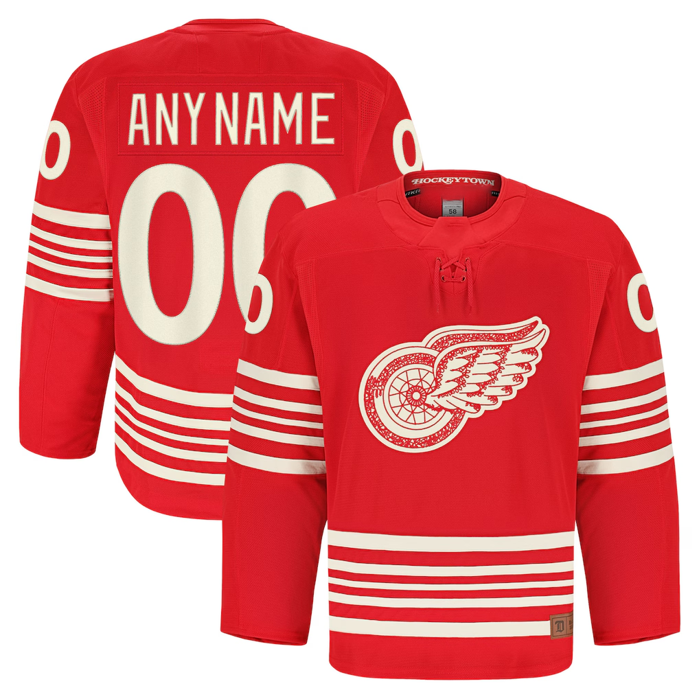 Cooneas Custom D.Red wings Red Anniversary Authentic Pro Jerseys