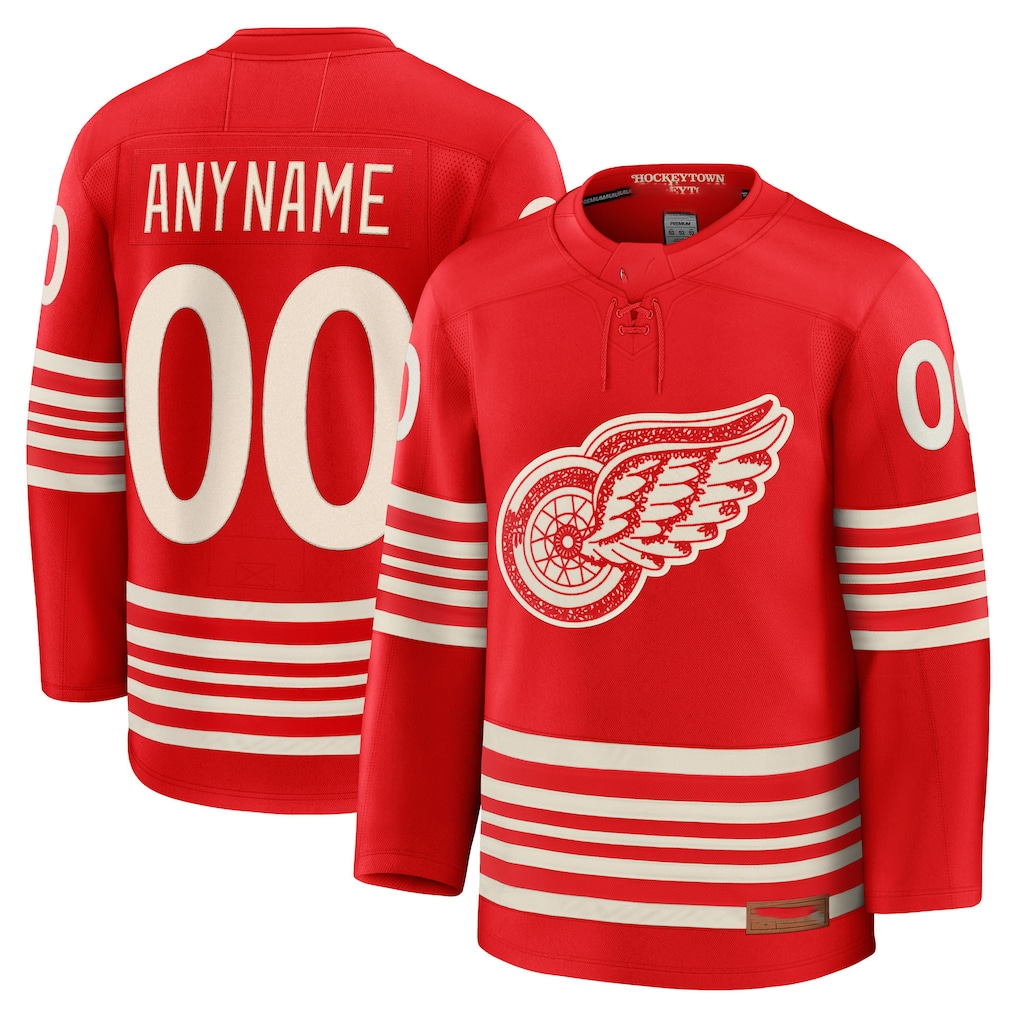 Cooneas Custom D.Red wings Red Centennial Premium Jerseys