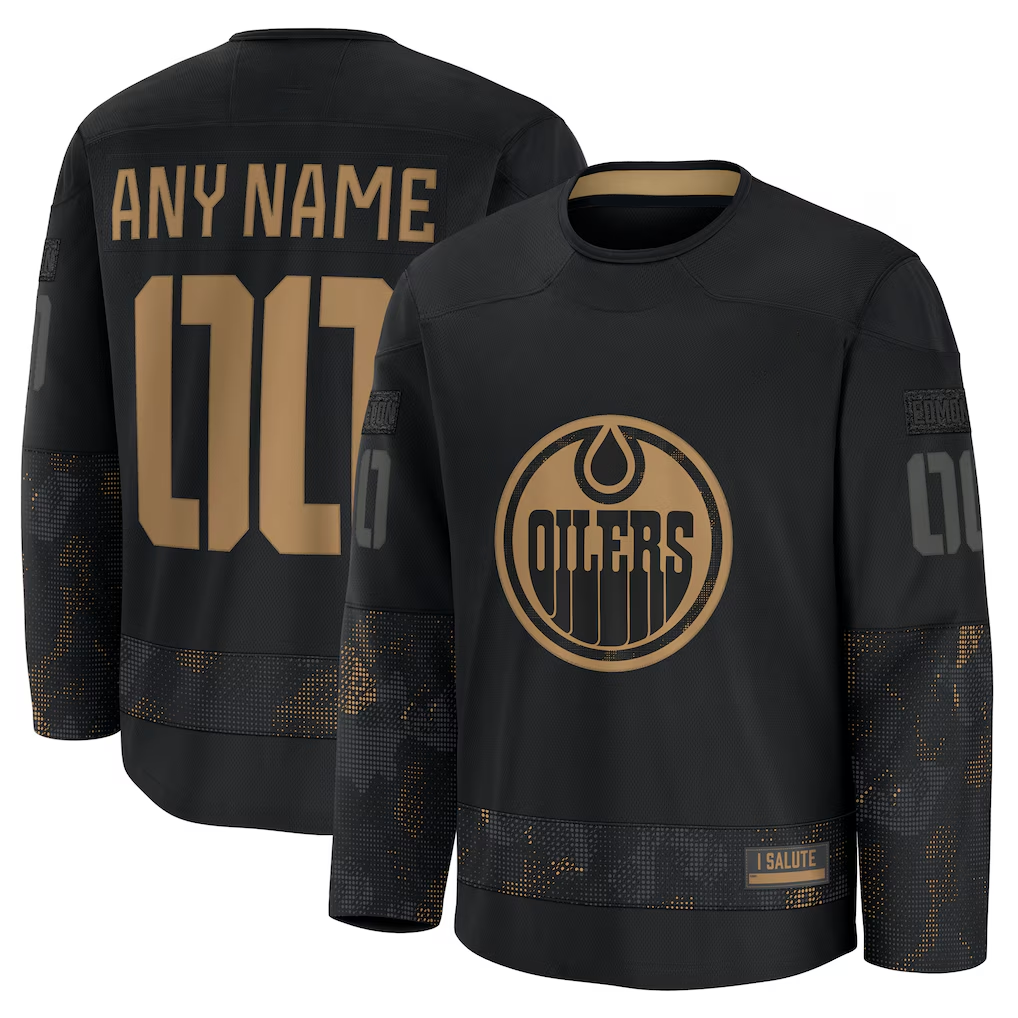 Cooneas Custom E.Oilers Black 2024 Military Appreciation Practice Jerseys