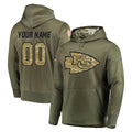 Cooneas Custom KC.Chiefs Olive Salute to Service Pullover Hoodies Home Game Any Name & Numbers Stitched Jerseys