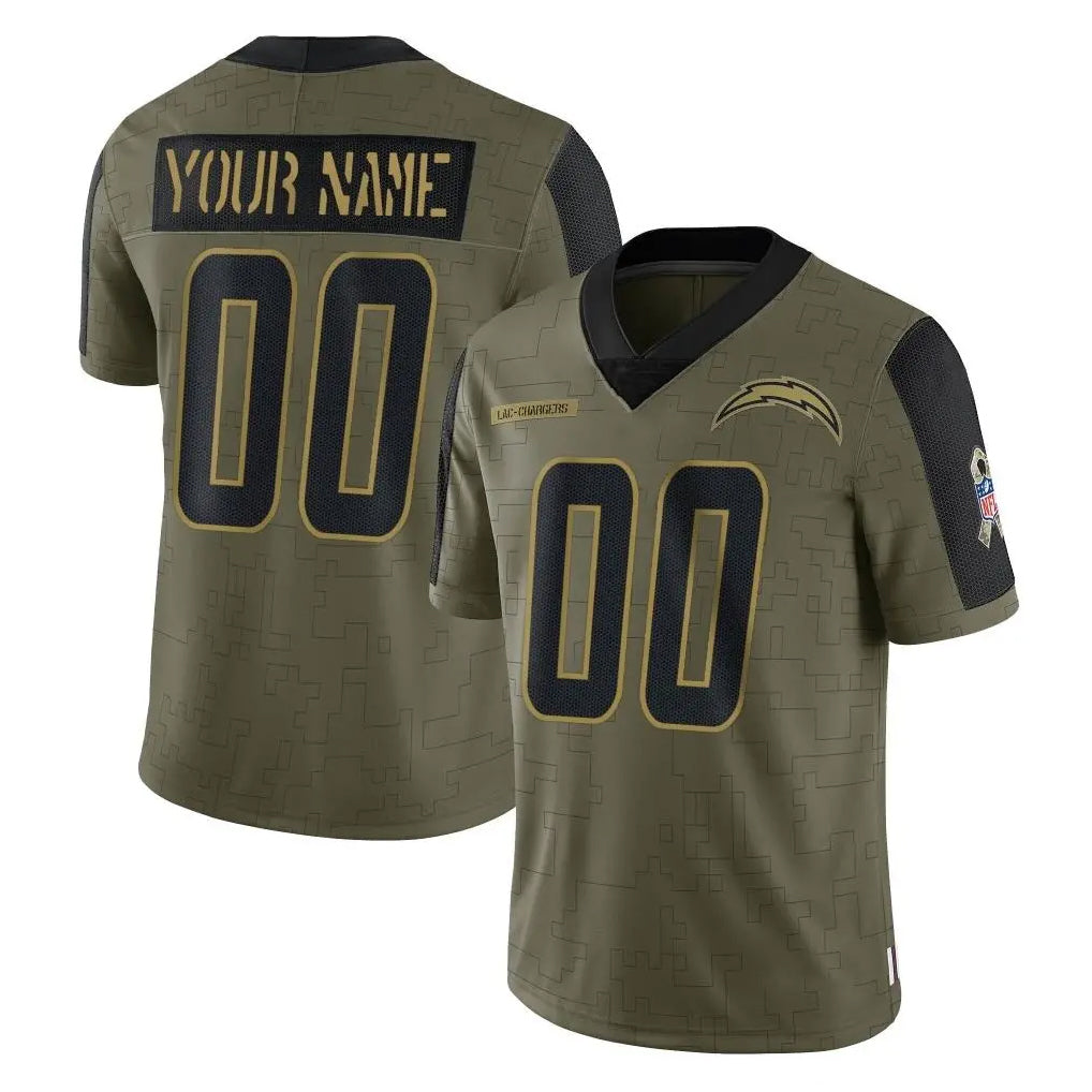 Cooneas Custom LA.Chargers Olive Salute To Service Limited Game Any Name & Numbers Stitched Jerseys
