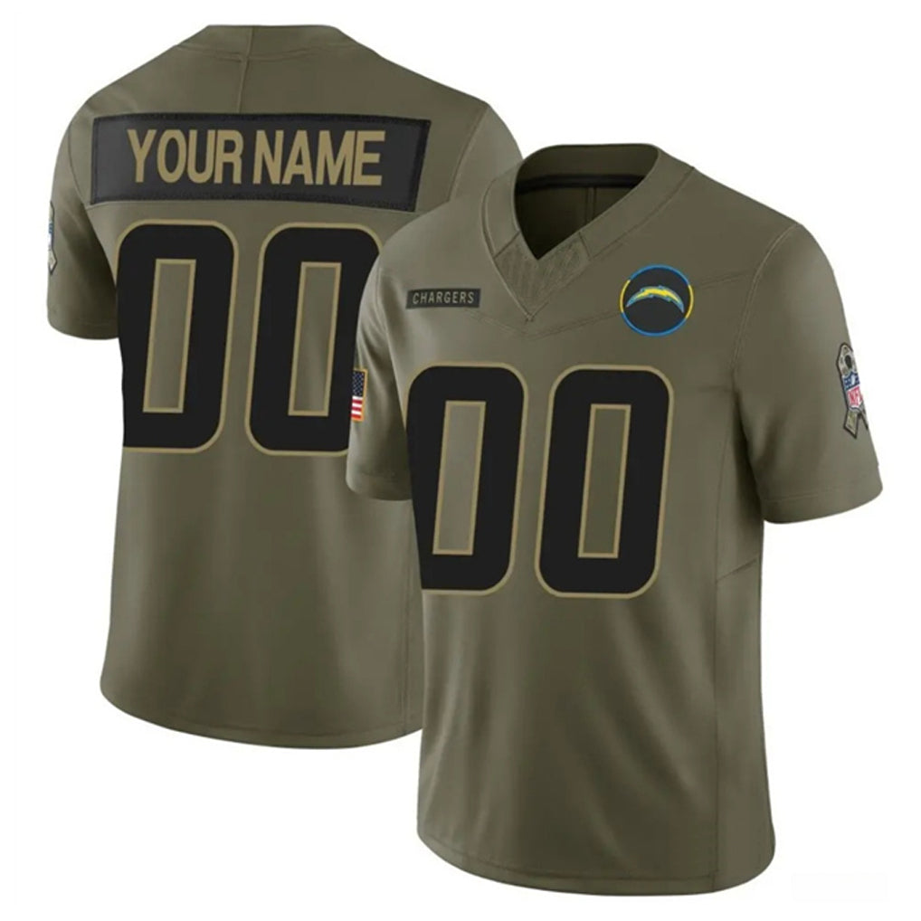 Cooneas Custom LA.Chargers Salute To Service Olive Limited Stitched Jerseys