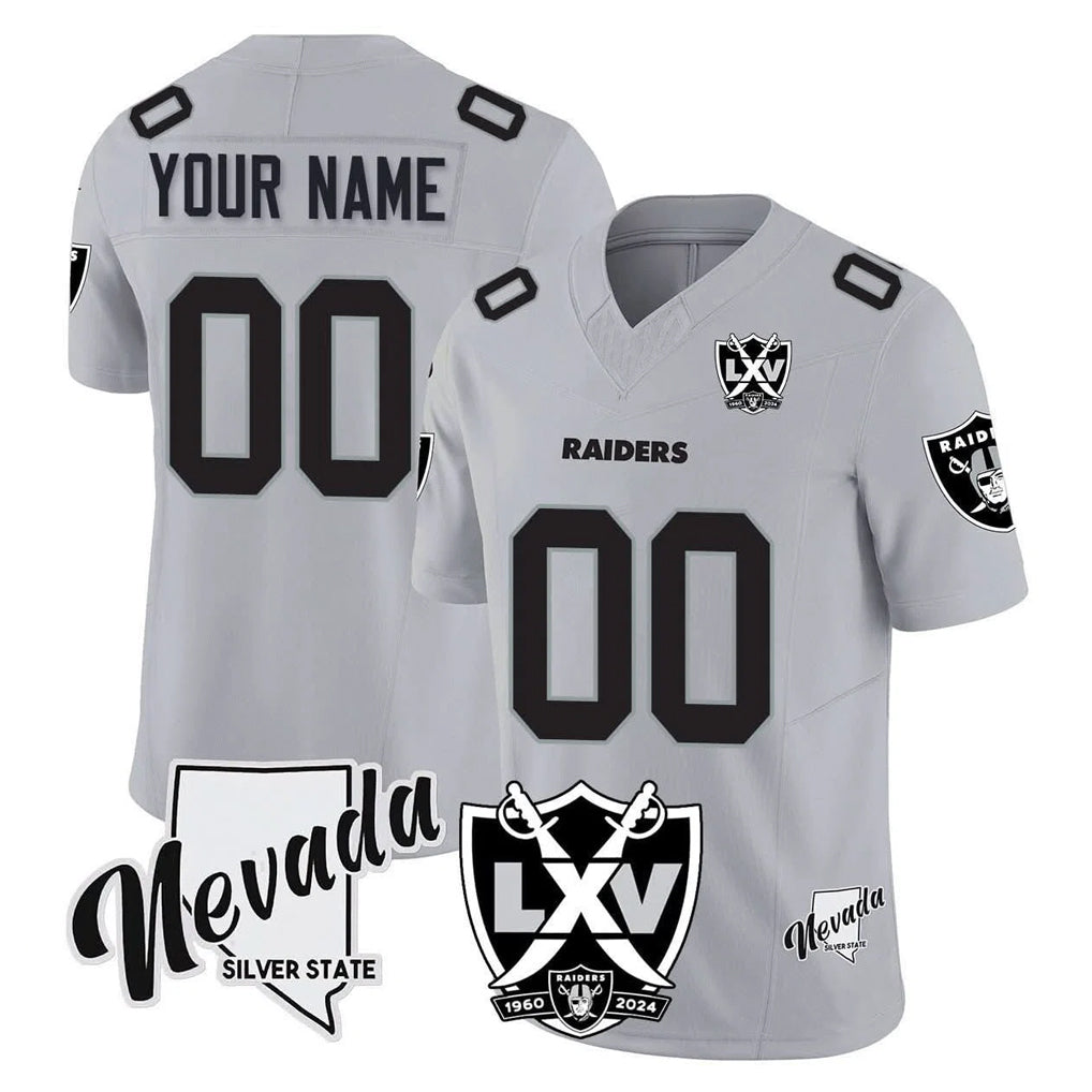 Cooneas Custom LV.Raiders Gray 65th Anniversary Vapor Limited Home Game Any Name & Numbers Stitched Jerseys