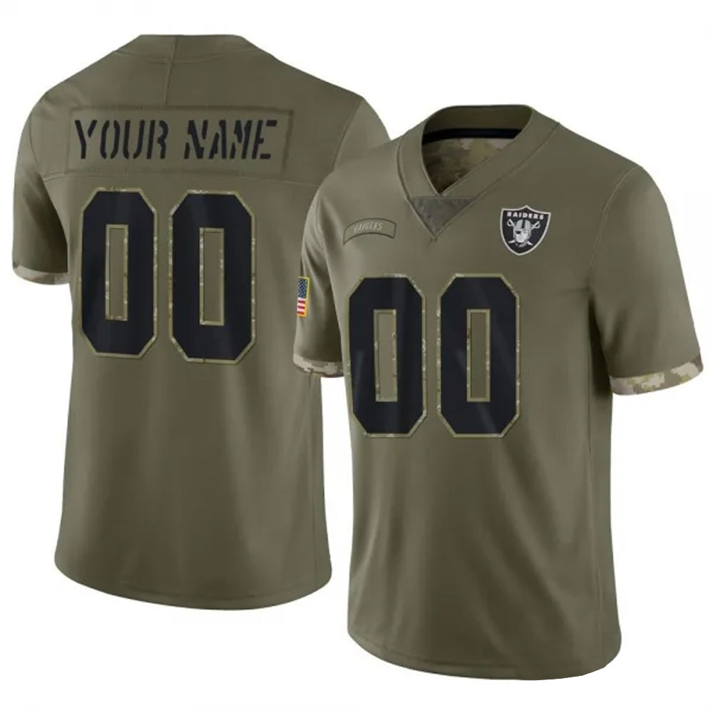 Cooneas Custom LV.Raiders  Salute To Service Olive Stitched Jerseys
