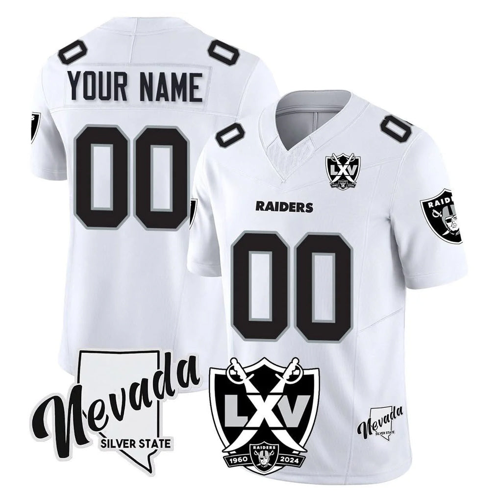 Cooneas Custom LV.Raiders White 65th Anniversary Vapor Limited Home Game Any Name & Numbers Stitched Jerseys