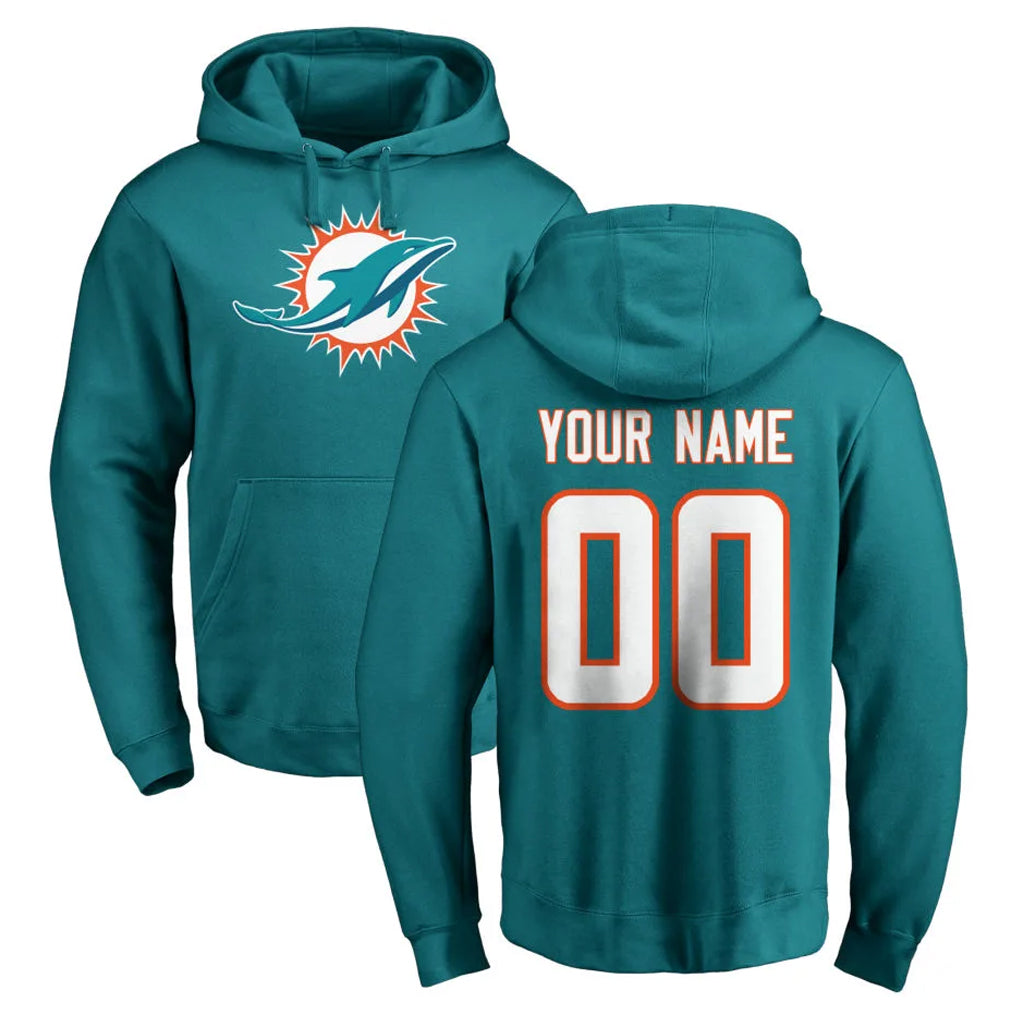 Cooneas Custom M.Dolphins Aqua LOGO Pullover Hoodies Limited Any Name & Numbers Stitched Jerseys