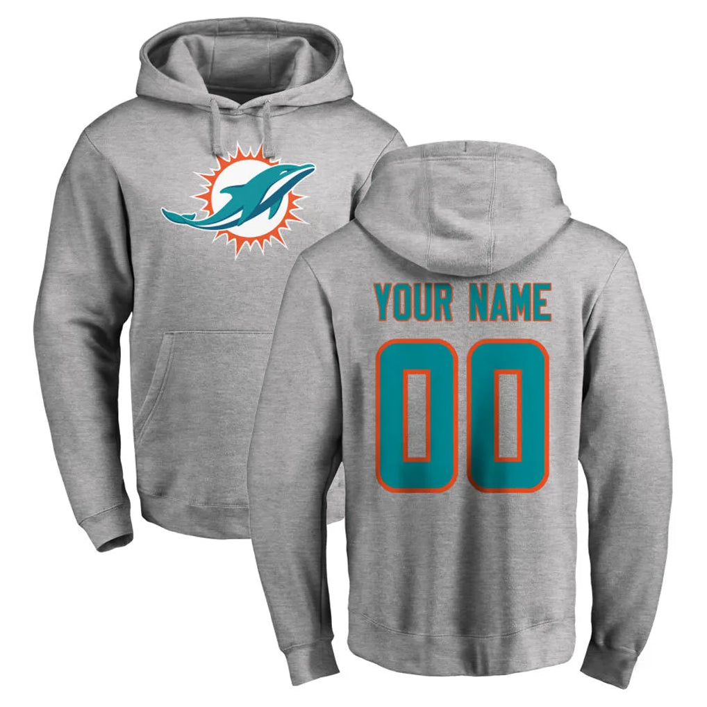 Cooneas Custom M.Dolphins Gray LOGO Pullover Hoodies Limited Any Name & Numbers Stitched Jerseys