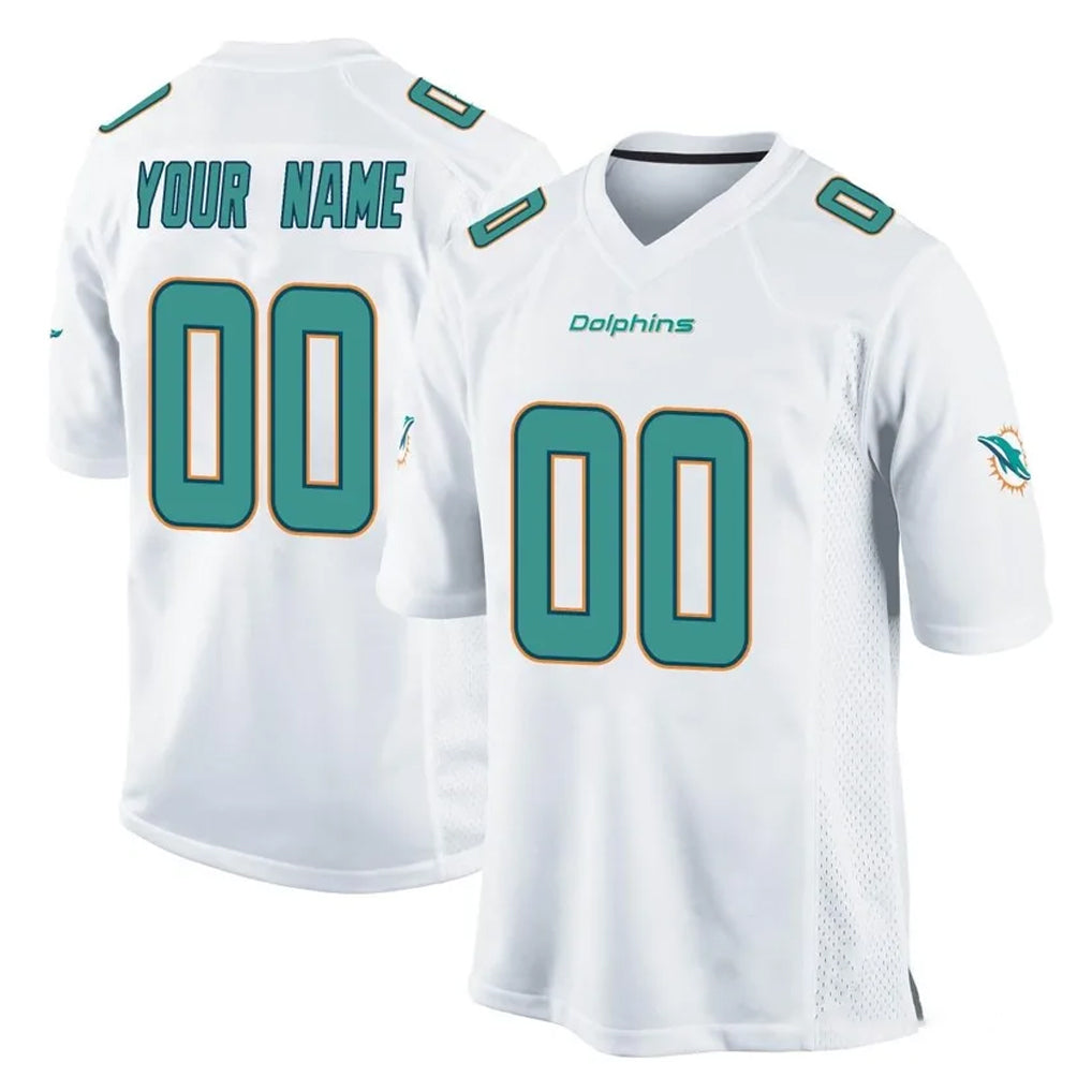 Cooneas Custom M.Dolphins White Home Game Any Name & Numbers Stitched Jerseys