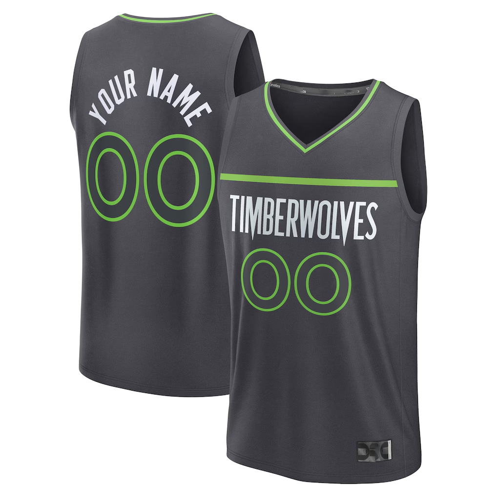 Cooneas Custom M.Timberwolves Anthracite Fast Break Stitched Jerseys- Icon Edition