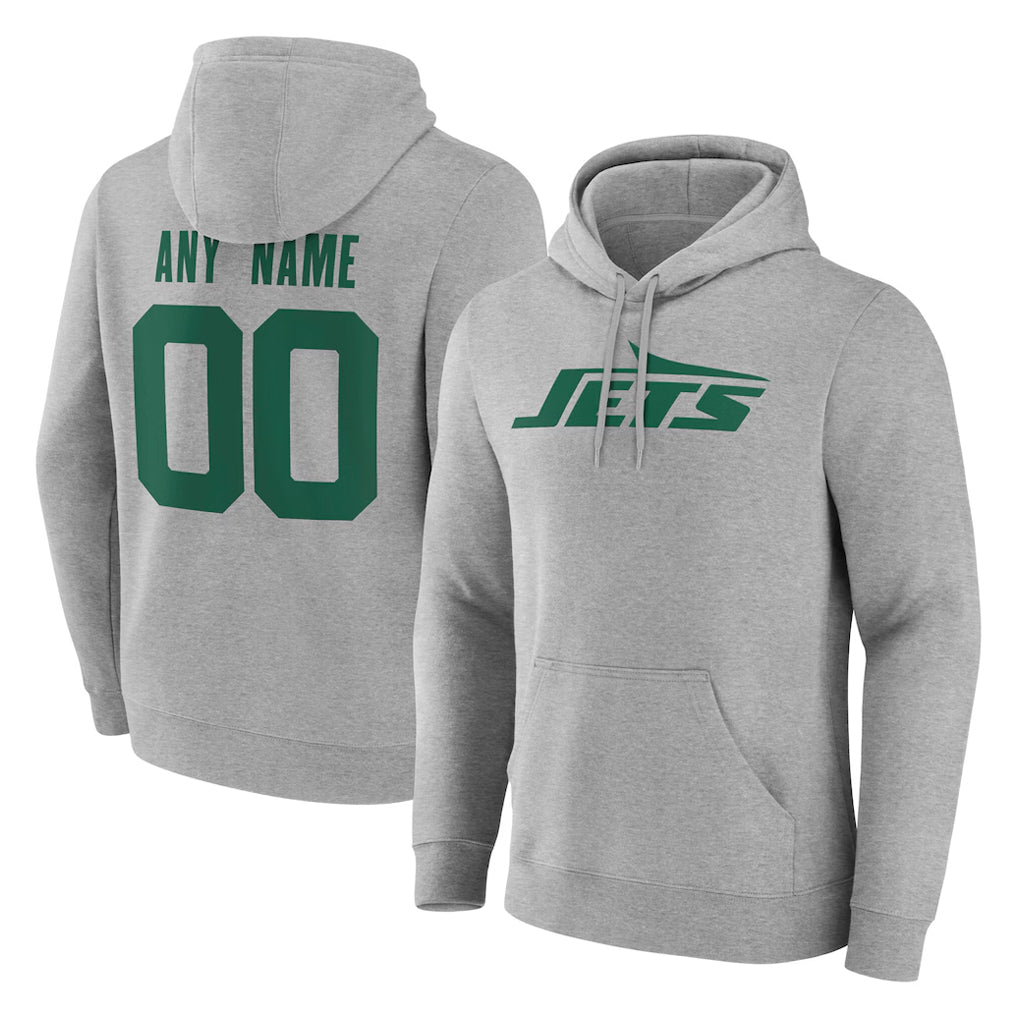 Cooneas Custom NY.Jets Gray LOGO Pullover Hoodies Limited Game Any Name & Numbers Stitched Jerseys