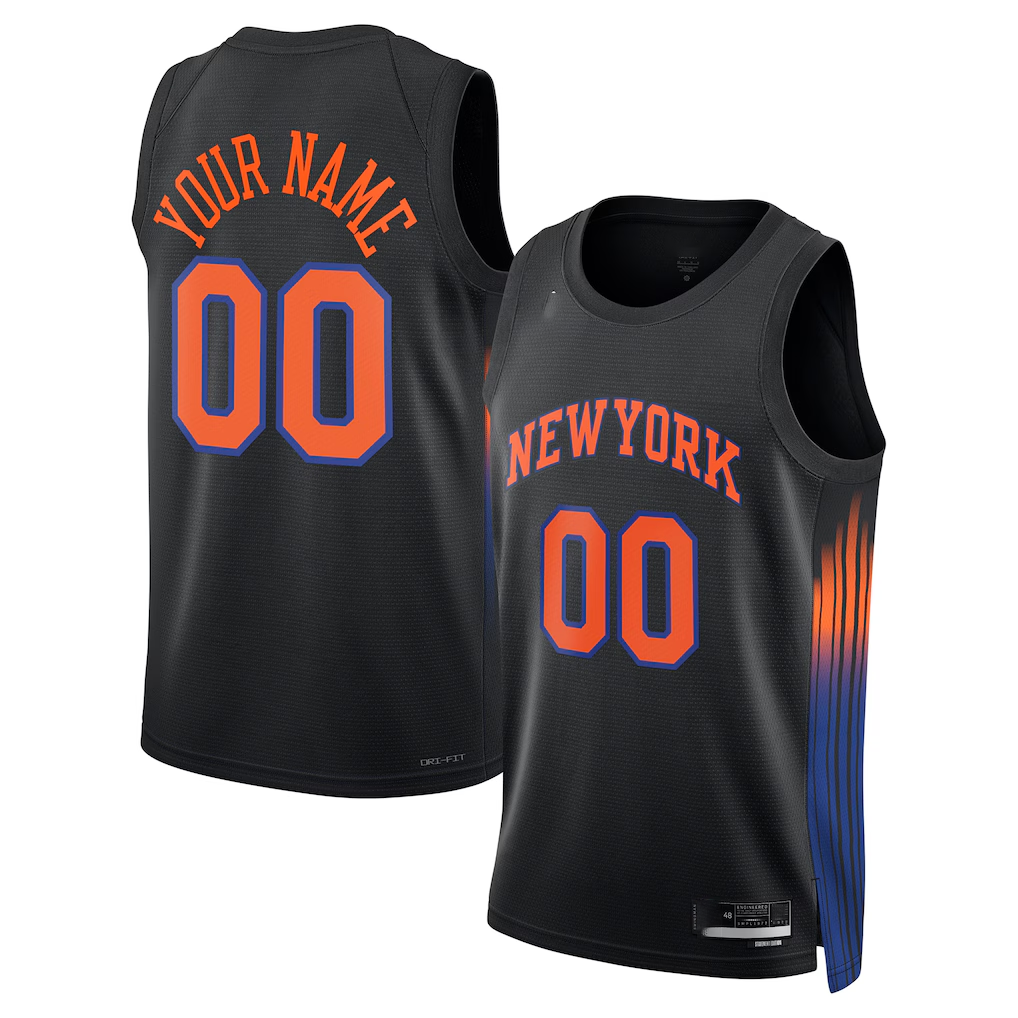 Cooneas Custom NY.Knicks Black Swingman Jerseys - Statement Edition