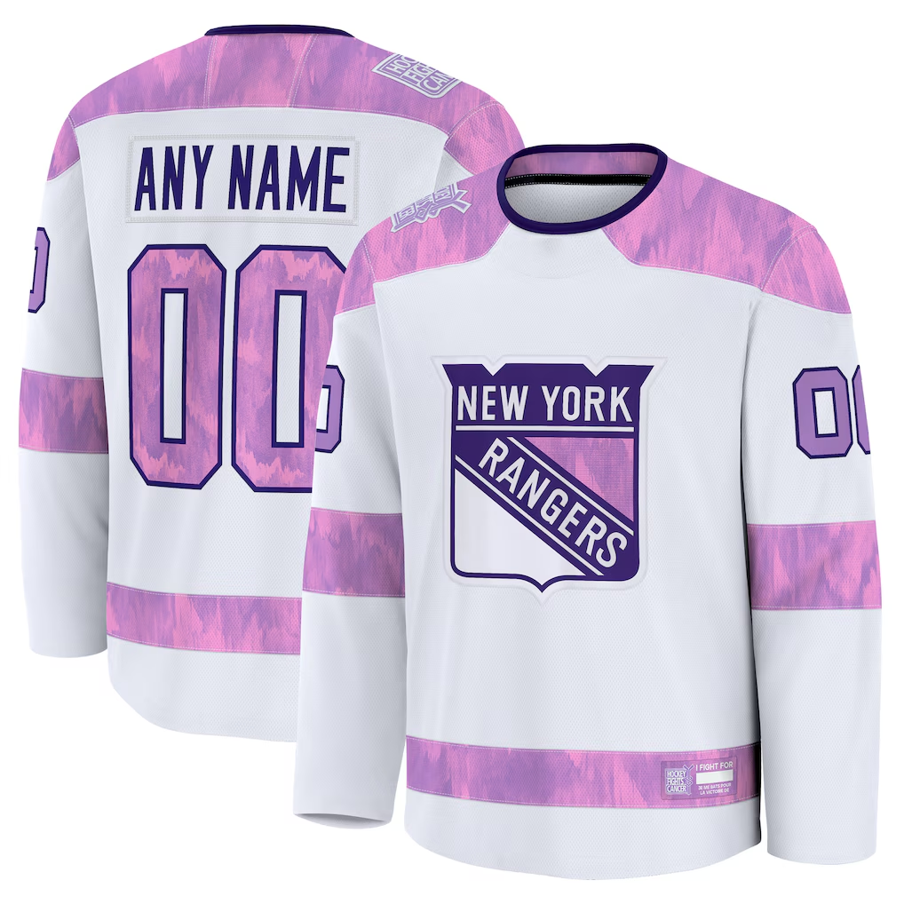 Cooneas Custom NY.Rangers White 2024 Hockey Fights Cancer Practice Jerseys