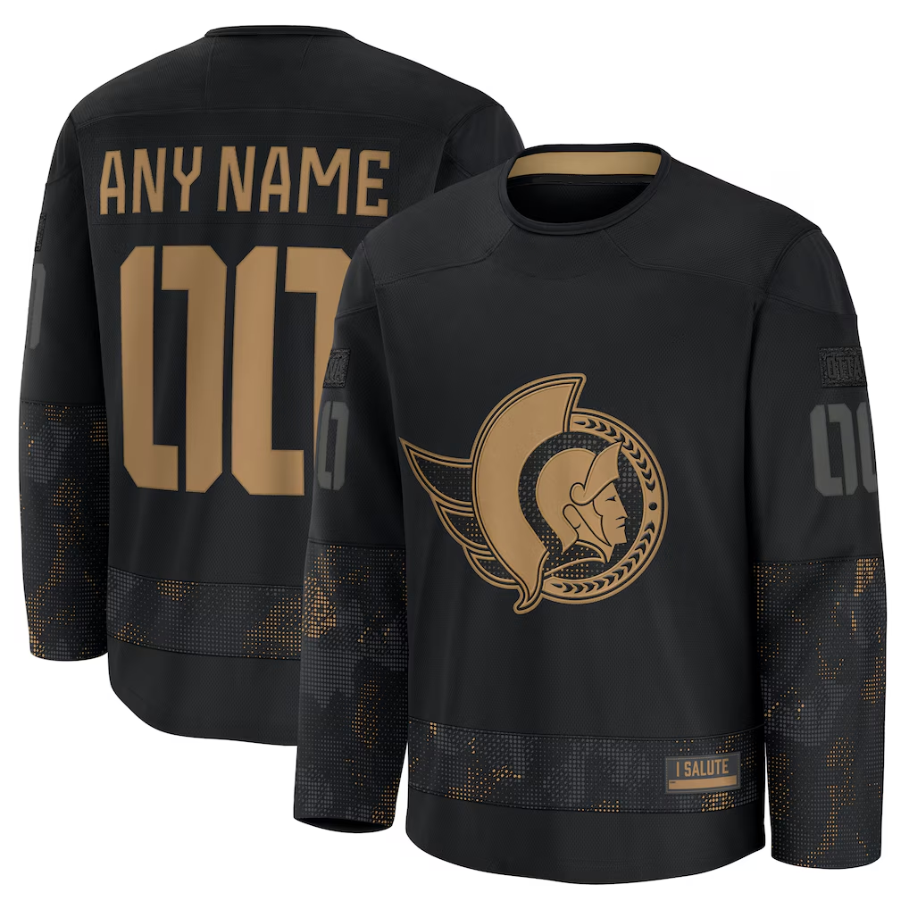 Cooneas Custom O.Senators Black 2024 Military Appreciation Practice Jerseys