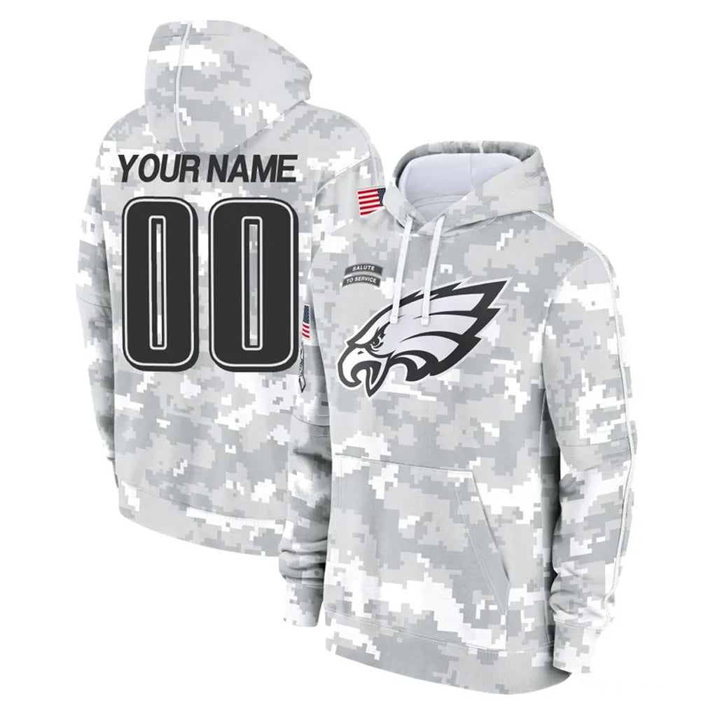 Cooneas Custom P.Eagles Arctic Camo Salute to Service Pullover Hoodies Limited Game Any Name & Numbers Stitched Jerseys