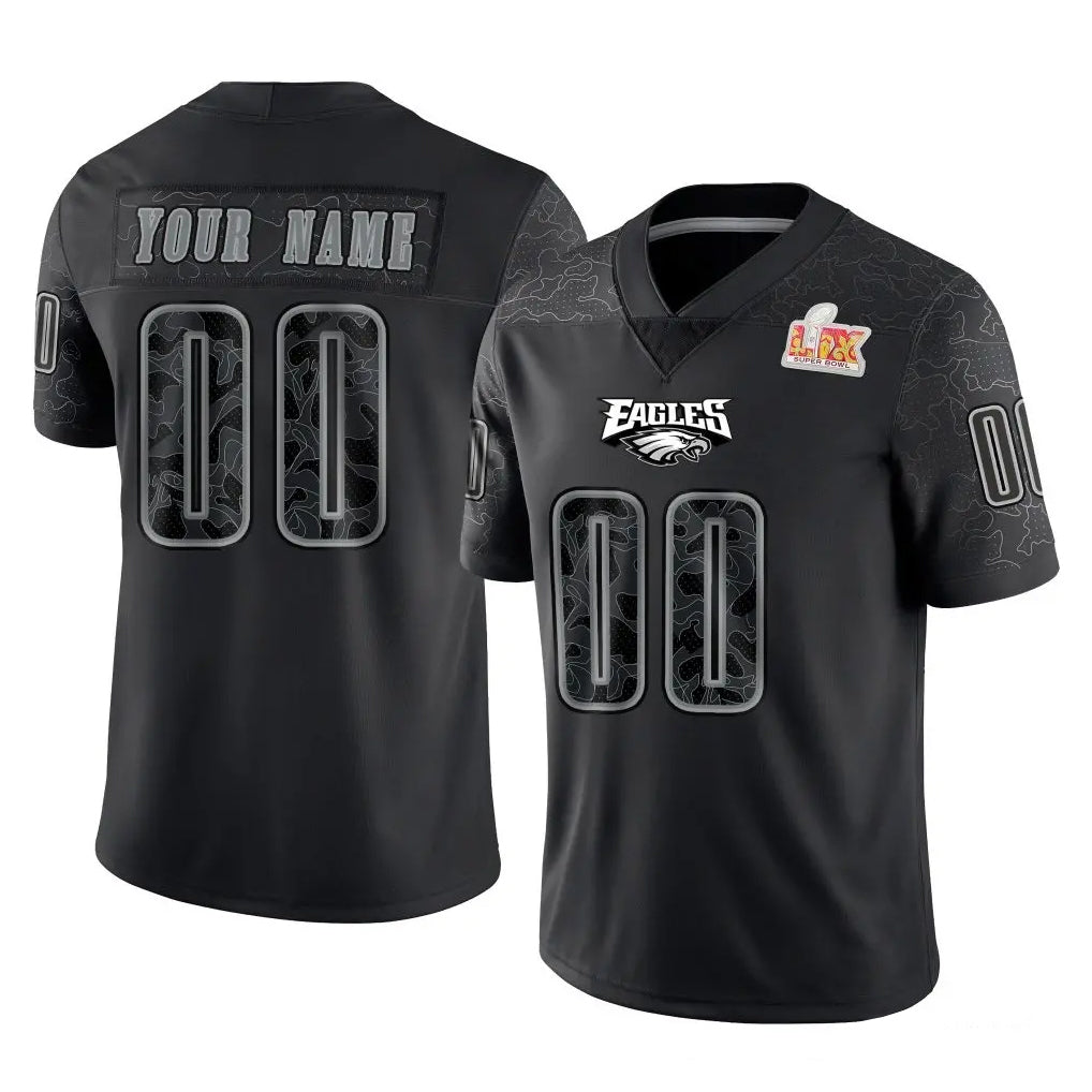 Cooneas Custom P.Eagles Black Fashion Super Bowl LIX Home Game Any Name & Numbers Stitched Jerseys