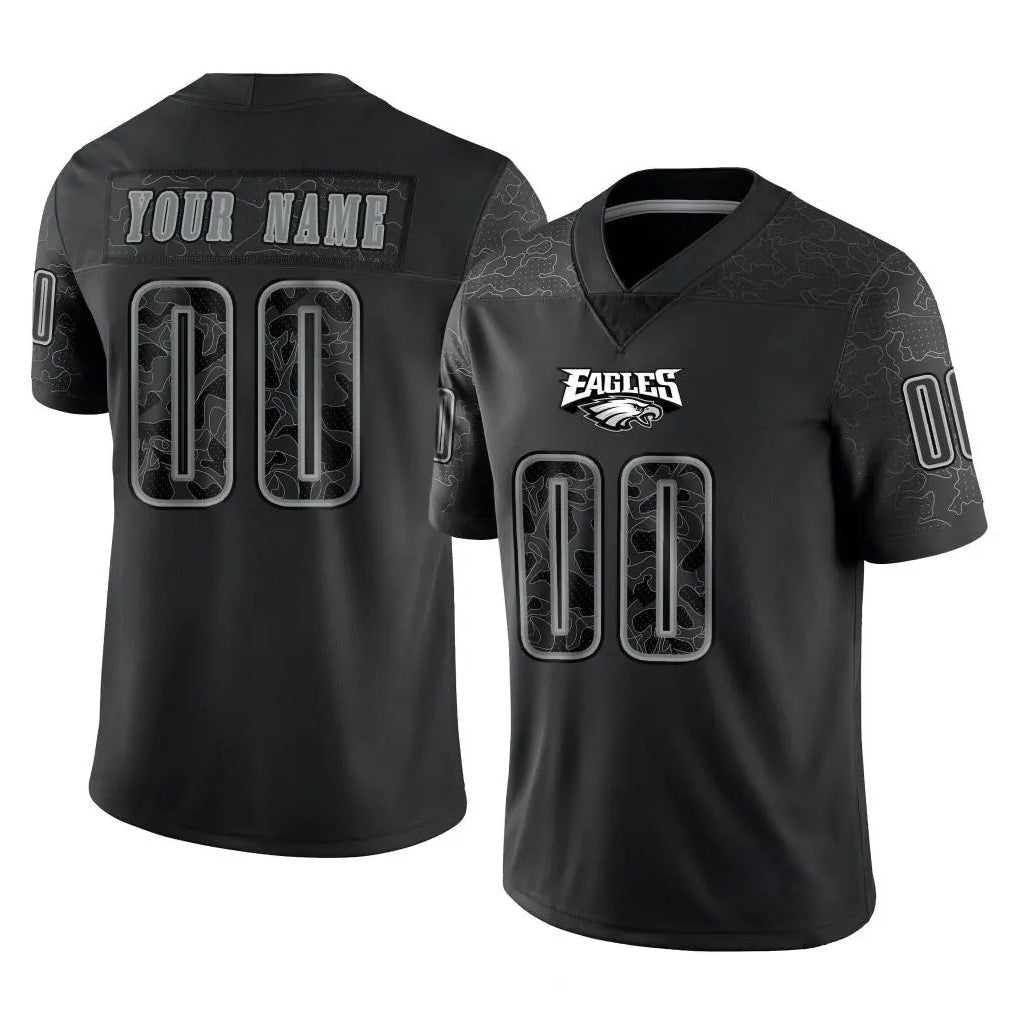 Cooneas Custom P.Eagles Black Reflective Limited Home Game Any Name & Numbers Stitched Jerseys