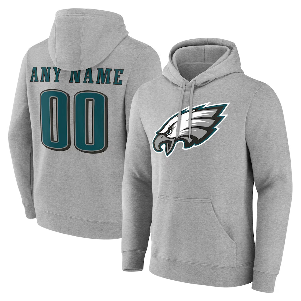 Cooneas Custom P.Eagles Gray LOGO Pullover Hoodies Home Game Any Name & Numbers Stitched Jerseys