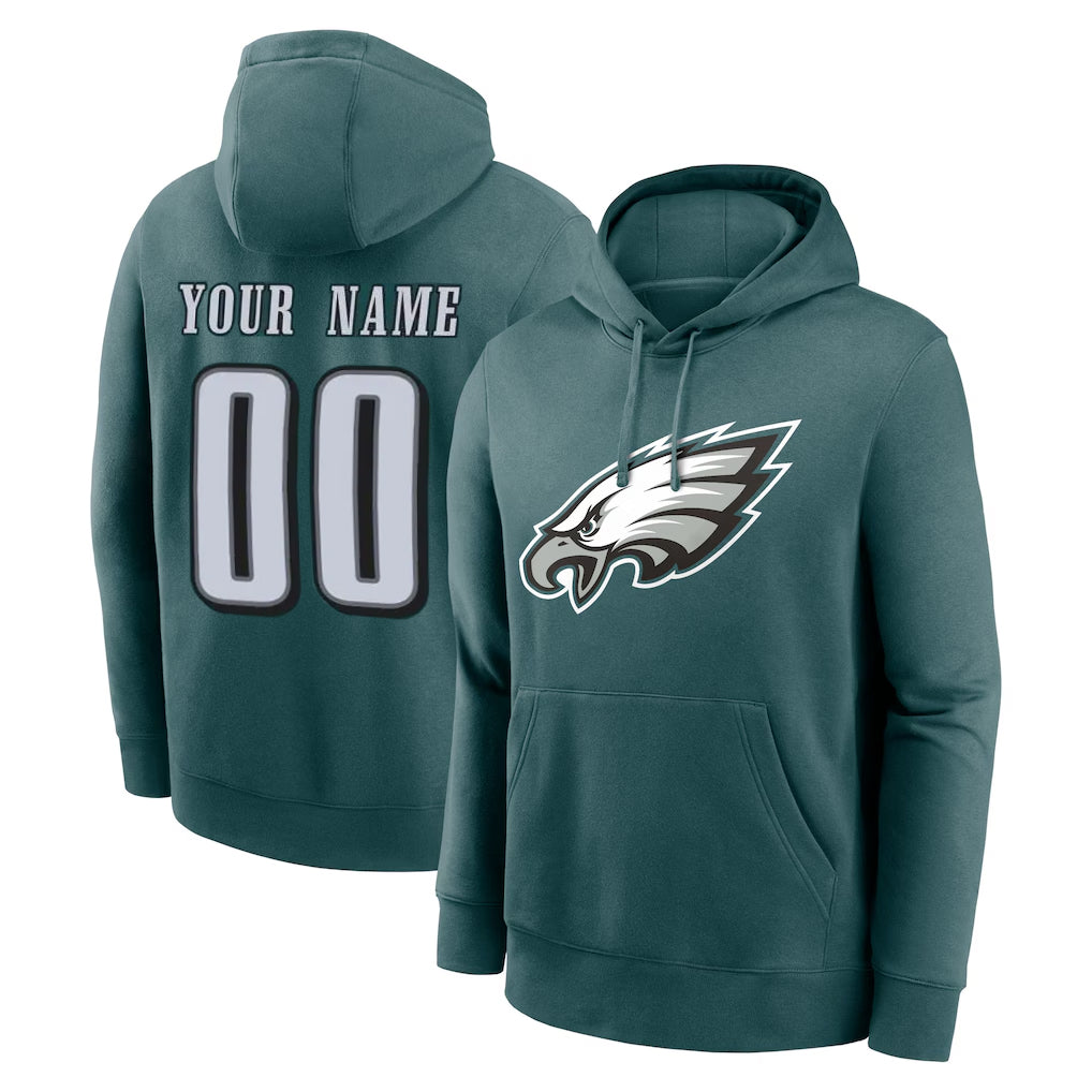 Cooneas Custom P.Eagles Midnight Green Performance Pullover Hoodies Home Game Any Name & Numbers Stitched Jerseys