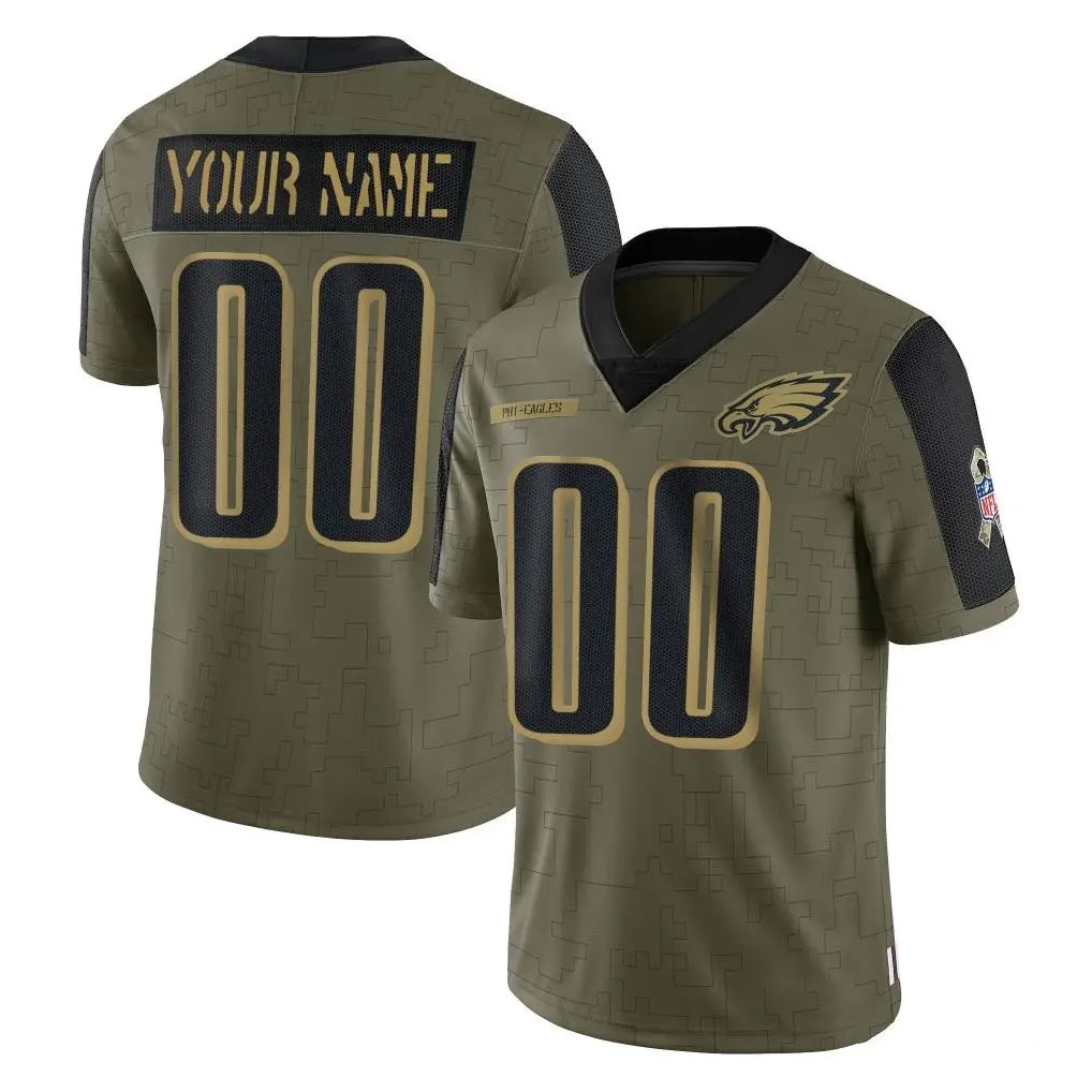 Cooneas Custom P.Eagles Olive Salute To Service Limited Game Any Name & Numbers Stitched Jerseys