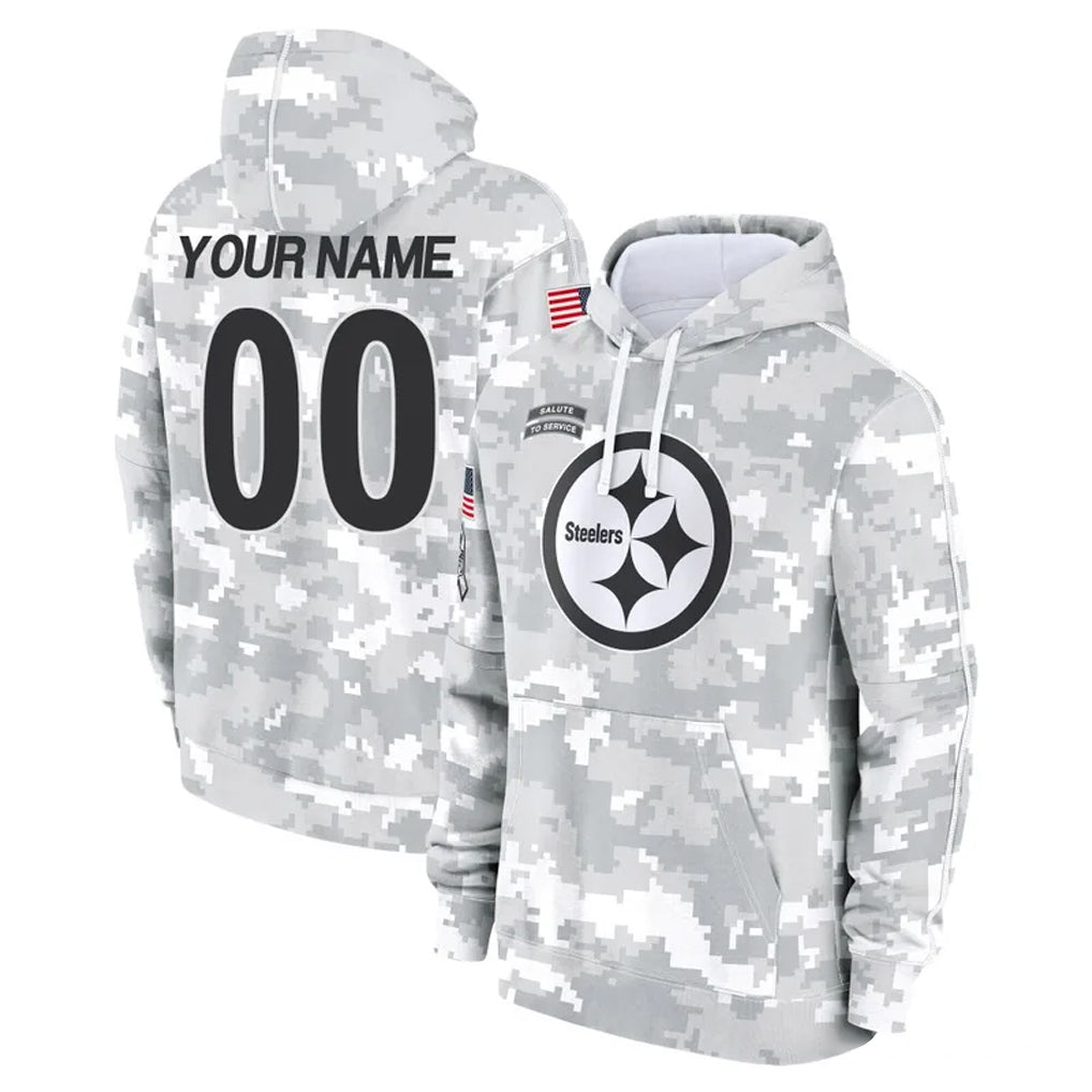 Cooneas Custom P.Steelers Arctic Camo Limited Salute to Service Pullover Hoodies Game Any Name & Numbers Stitched Jerseys